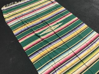 VINTAGE FINELY WOVEN WOOL MEXICAN SALTILLO SERAPE BLANKET RUG 47 