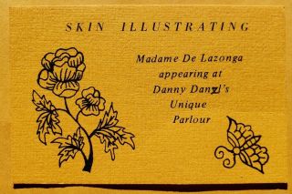 Vintage 70s Tattoo Business Card Danny Danzyl Madame De Lazonga Seattle Wash