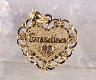 Vintage 14k Yellow Gold Michael Anthony Grandma Heart Pendant Charm 1.  0 Gram