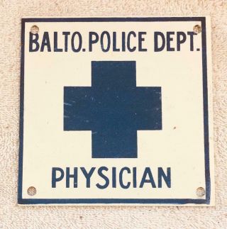 Vintage 1940s - 50s Baltimore Police Dept.  Physician 