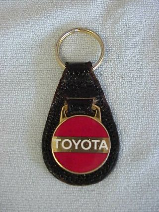 Vintage Toyota Black Leather Keyring Key Fob England