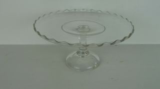 Small Vintage Pressed Glass Clear Cake Plate Stand 9 1/4 "