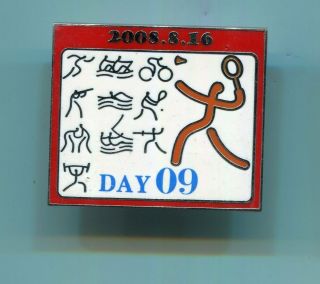 2008 Beijing Olympics Games Pin - Calendar Day 9 Badminton