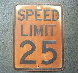 Real Vintage 1960s Embossed Steel 25 Mph Speed Limit Street Traffic Sign 24 X 18