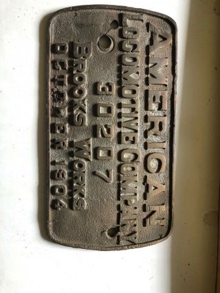 Builders Plate American Locomotive Company Northern Pacific W Class 1504