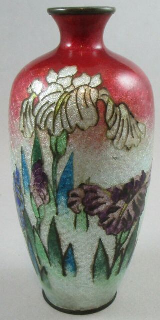 Vintage Ginbari Wireless Enamel Cloisonne Vase With Iris - Signed
