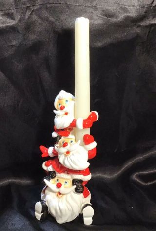 Vintage Psycho Ceramics KREISS Santas Candle Holder Christmas 1950s Santa Claus 2