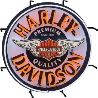 Harley - Davidson Retro Winged Bar & Shield Neon Light Wall Window Sign,  24 " Dia.