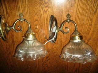 Stunning " Pair " Brass Antique Victorian Gas Light Style Sconces,  Electrified