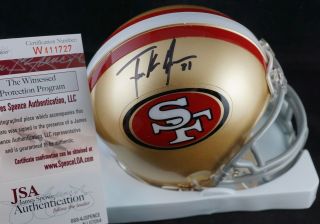 Frank Gore 21 Signed San Francisco 49ers Mini Helmet,  Jsa Witness W411727