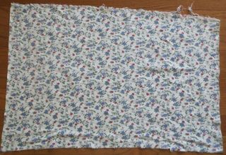 Vintage Feedsack Cream Blue Red Floral Feed Sack Quilt Sewing Fabric 23 x 33 2
