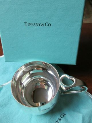 Tiffany & Co Elsa Peretti Sterling Open Heart Baby Cup In Pouch And Box