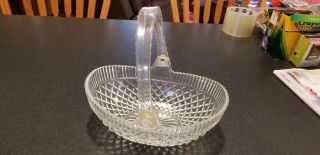 Vintage Cut Crystal Clear Glass Fruit Basket With Removable Plastic Handle