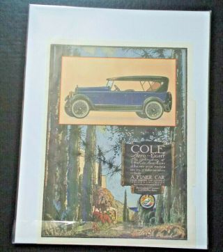 Vintage 1923 Cole Aero - Eight Automobile Motor Car Art Deco Orig Ad Advertisement