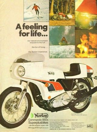 1974 Norton Commando 850 John Player Cafe Racer Vintage Motorcycle Ad
