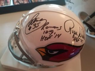 St.  Louis/ Arizona Cardinals Mini Football Helmet Signed By 4 Hall Of Famers.