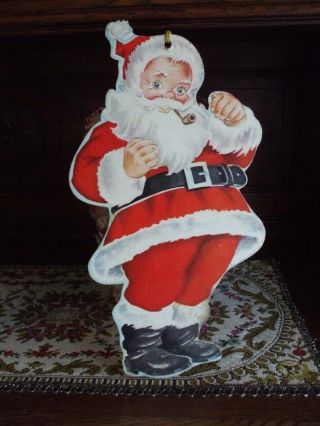 Vintage Christmas Santa Claus Die Cut Large 14 ¼” Double Sided Stand Or Hang