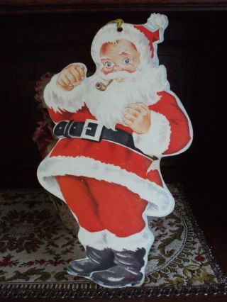 Vintage Christmas Santa Claus Die Cut Large 14 ¼” Double Sided Stand Or Hang 2