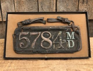 1900s Pre - State Registration Maryland Md Leather License Plate Number