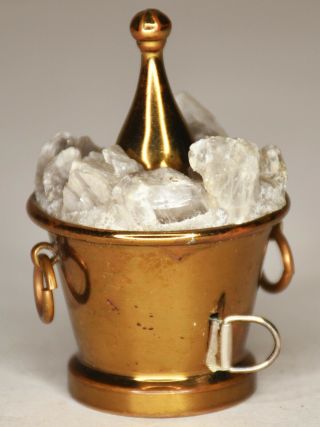 Antique German Brass Champagne Bottle In Ice Bucket Wind - Up Figural Tape Measure
