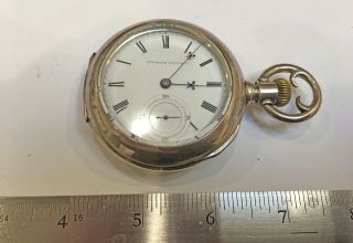 Pocket Watch • Illinois Watch Co • O.  K.  Dubber 4oz Coin Silver Open Face Size 18