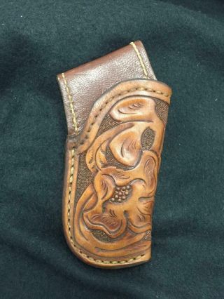 Stunning Vintage Hand Made Hand Tooled Floral Leather Knife Sheath W/belt Strap