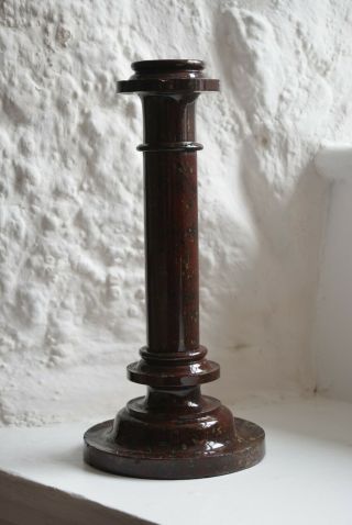 Tall Antique Cornish Serpentine Candlestick With Red Marbling,  Candle Holder