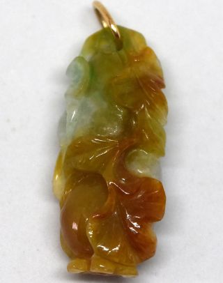 Vintage Chinese Undyed Untreated Jade Pendant With 10k Solid Gold Bale