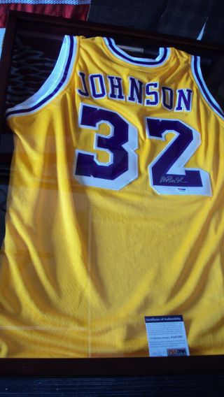 Los Angeles Lakers Magic Johnson Signed Jersey Auto Psa Dna