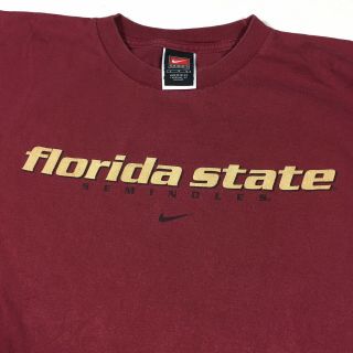 Retro Nike Team Fsu Florida State Seminoles Spell Out T - Shirt Men’s Large Swoosh