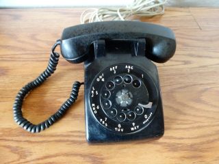 Vintage 1960s Western Electric Black C/d 500 10 - 64 Rotary Dial Desktop Telephone