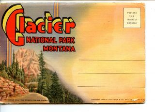 Glacier National Park - Montana - Vintage 1934 Linen Tourist Souvenir Travel Folder
