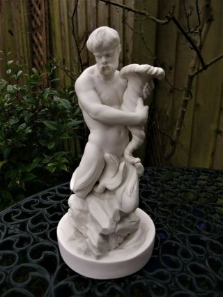 Antique 19thc Wedgwood Style Parian Figure Of A Naked Male Triton C1860