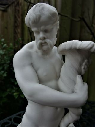 ANTIQUE 19THC WEDGWOOD STYLE PARIAN FIGURE OF A NAKED MALE TRITON C1860 3
