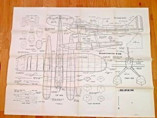 Vintage Model Airplane News Diagram Supermarine S - 6b 35 " X 45 "