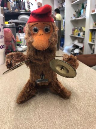 Vintage Wind Up Mechcanical Monkey With Cymbals