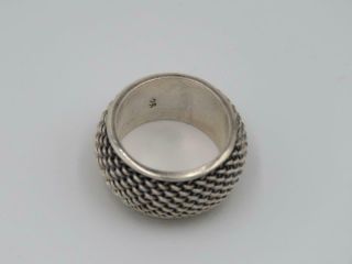 Vintage Sterling Silver 11mm Wide Mesh Basket Weave Band Ring Sz 6 3