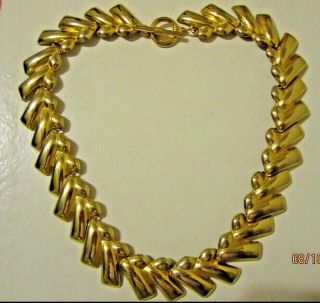 Vtg 14k Gold Plated Egyptian Revival Ornate Chain Estate Statement Necklace 19 "