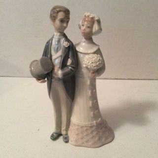 Vintage Lladro Wedding Couple Cake Topper Bride Groom Caketopper 4808 - signed. 2