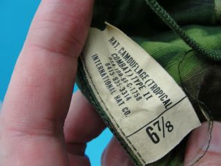 Vintage ARMY Military 60 ' s Vietnam Tropical JUNGLE CAMO Combat Boonie HAT 3