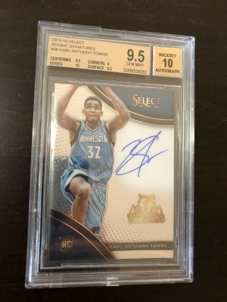 2015 - 16 Panini Select Karl - Anthony Towns Rookie Rc Auto /199