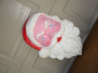 Vintage Union Product 21 " Santa Blow Mold Head Face Plastic Wall Hang Red Face