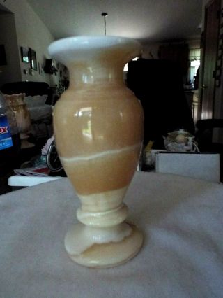 Vintage Polished Alabaster Vase Marble Coloring 5 3/4 " Tall