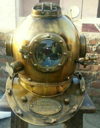 Antique U.  S.  Navy Diver Vintage Diving Helmet Mark V Deep Water Navy Style Gift