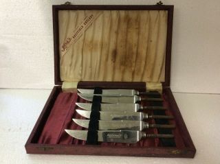 Vintage Kirk’s Sheffield Cutlery Set Of 6 Knife Blades In Case