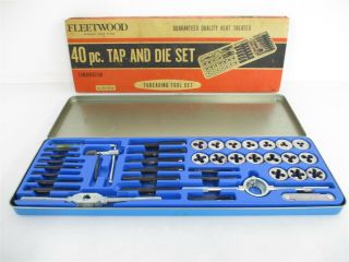 Vintage Fleetwood 40pc.  Tap & Die Set Threading Tool Set No.  201.  Ncnf.  W/ Box