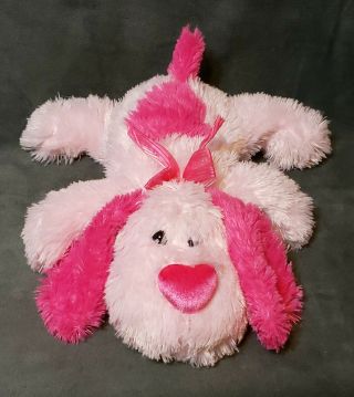 Vintage Walmart Stores Pink/hot Pink Puppy Dog Bow Heart Nose 13 " Floppy Plush