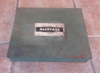Vintage Allstate Engine Vacuum Gauge 2114 Compression Tester Metal Case
