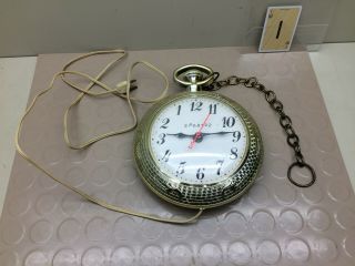 Vintage Spartus Pocket Watch Bar Clock - Dial Is Backwards