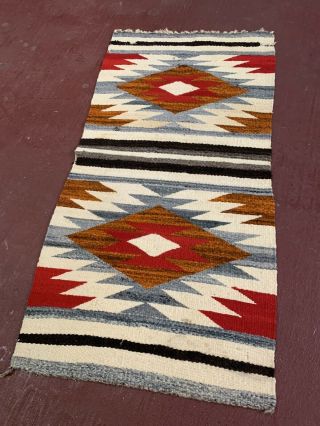 Antique Navajo Native American Indian Saddle Blanket Rug 34 " Long Southwestern.